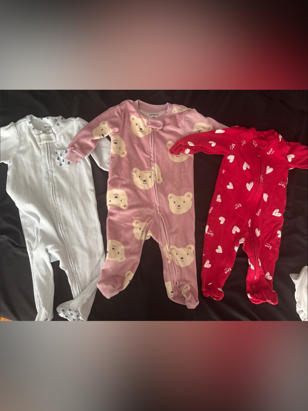 3 Carter's Zipper Footed One-Piece Pajamas